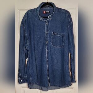Ralph Lauren Chaps Blue Heavy Denim Shirt Size XL